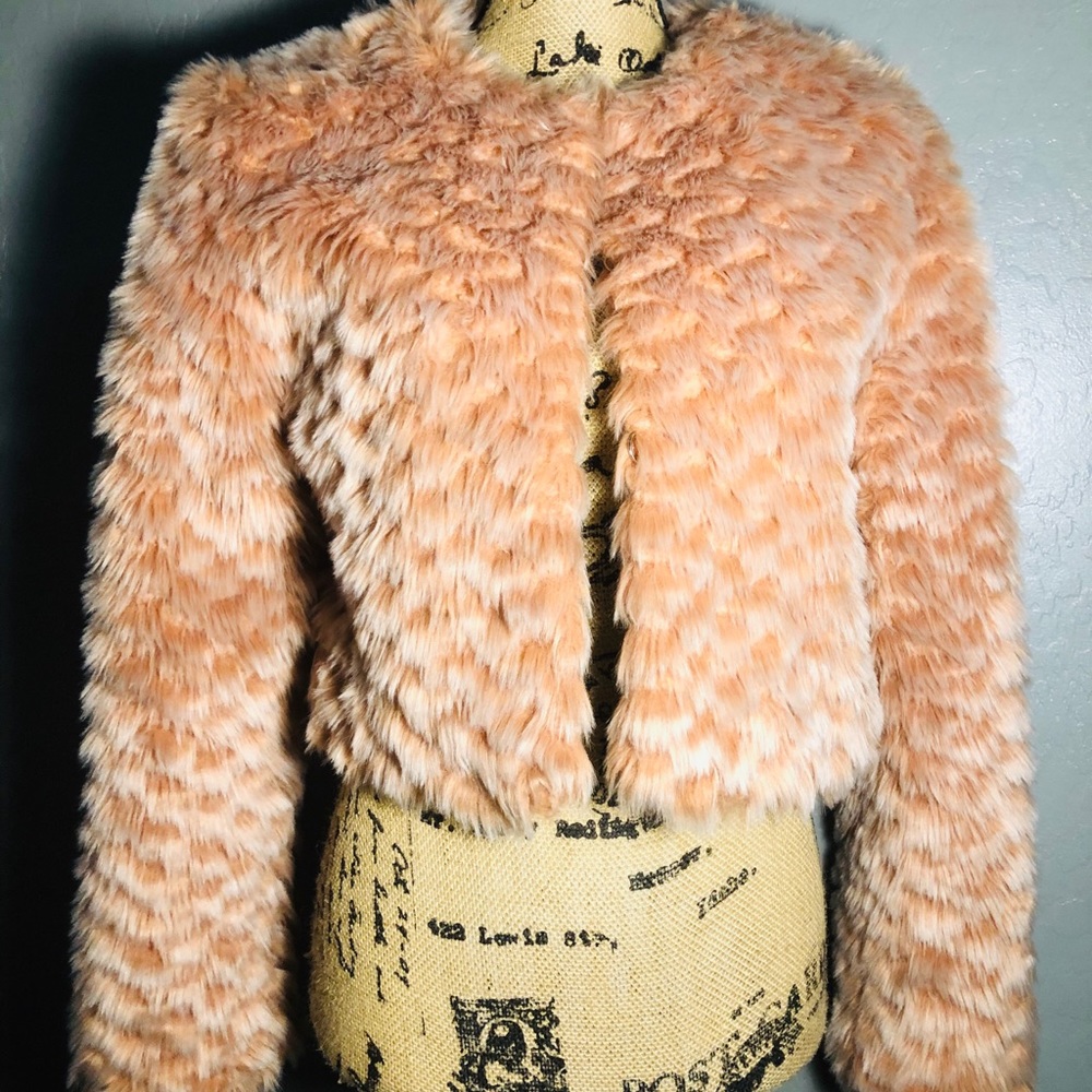 New No Tags Bebe Fur Short Coat with metal Hooks